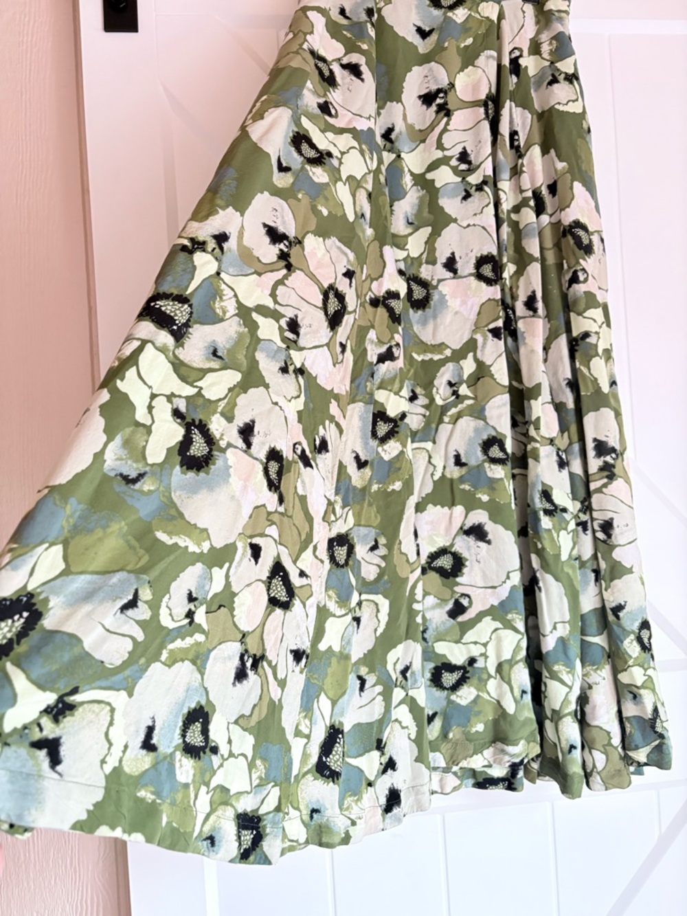 Free People Maxi Skirt Green Boho Cottagecore Hot Tropic Floral Slit Size 4 - Picture 2 of 8
